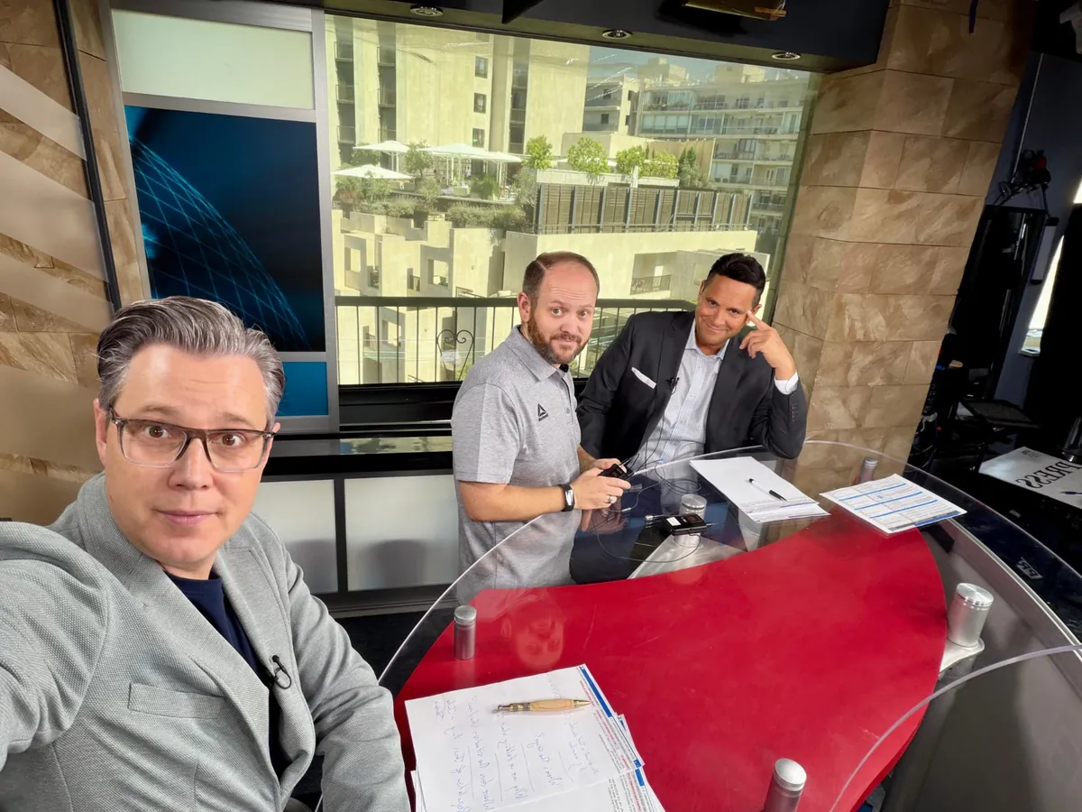 Joshua Swanson on the set of Jerusalem Dateline in Jerusalem
