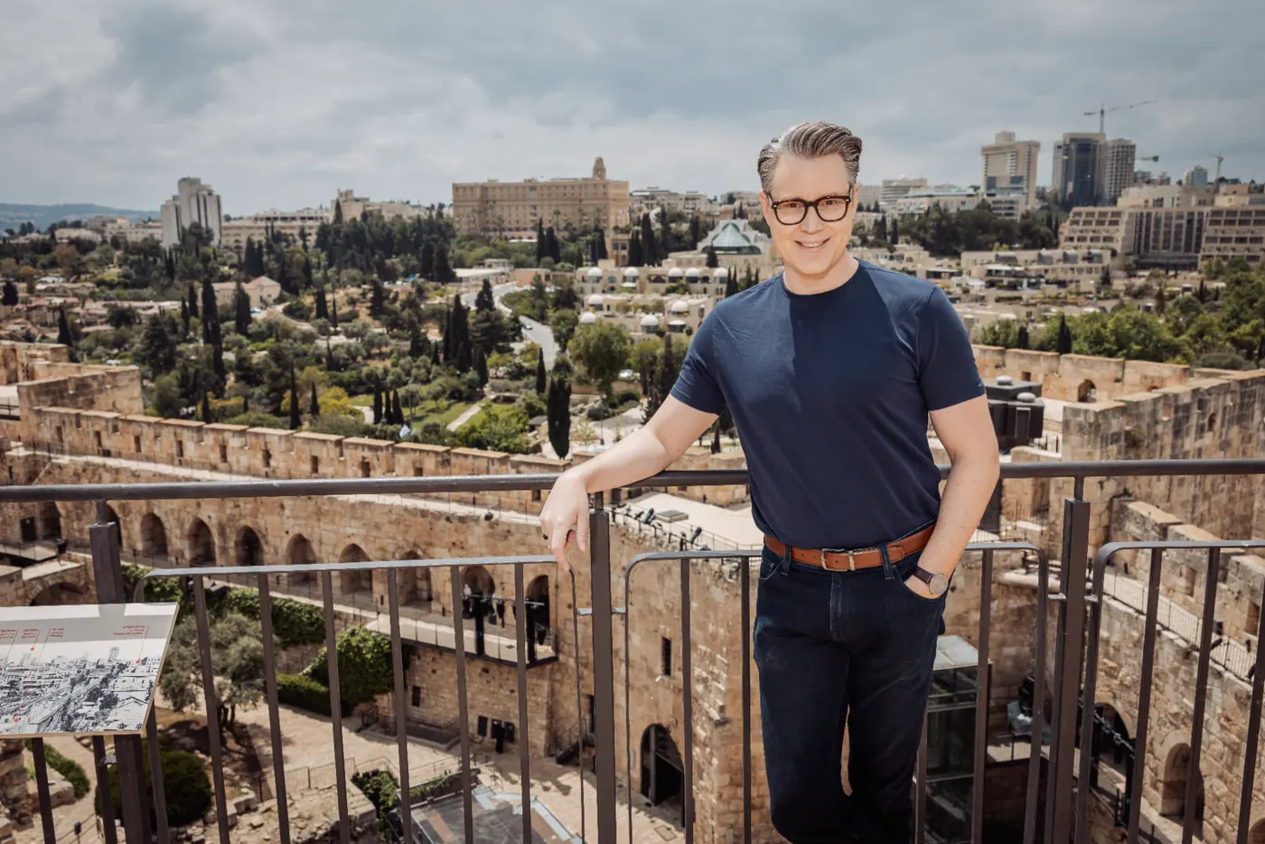 Joshua Swanson overlooking the Old City of Jerusalem
