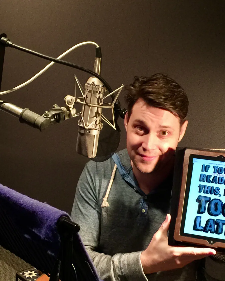 Joshua Swanson in a voice over narration session